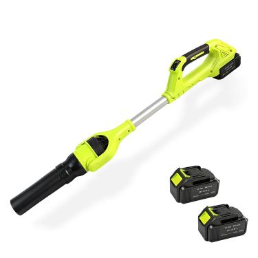 Imagem de Soprador de folhas sem fio, sopradores de folhas de 21 V, motor sem escova de 580 CFM/180 MPH e soprador elétrico de 3 velocidades, com 2 baterias leves de 3,0 Ah e limpeza de calha de carregador para