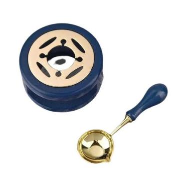 Imagem de Conjunto De Selos De Cera De Madeira Com Forno De Fusão, Colher E Aque