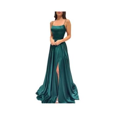 Imagem de Vestido De Madrinha Sexy Em Cetim Macio, Modelo Evasê Com Alças E Cost