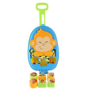 Imagem de Brinquedo Infantil Didático Báu Com Rodinhas Macaquinho - JP BRINK