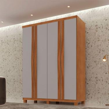 Imagem de Guarda Roupa Solteiro Dunas 4 Portas E 2 Gavetas Mdf Moderna Naturalle/off White