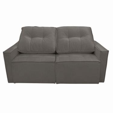 Imagem de Sofá Retrátil Reclinável 2 Lugares Para Sala Suede Cinza