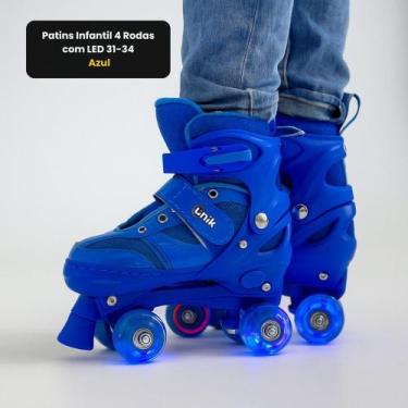 Imagem de Patins Infantil 4 Rodas com LED 31-34 - Azul - UNIK