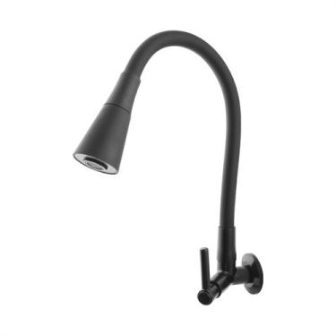 Imagem de Torneira Gourmet Parede Cozinha Pia Dois Jatos Preta Abs - Aromatec