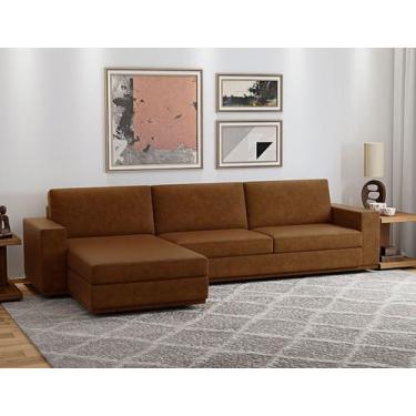 Imagem de Sofá Arezzo Fixo Caramelo 2Lug+Chaise DIr 3,12m - Ame Sofá