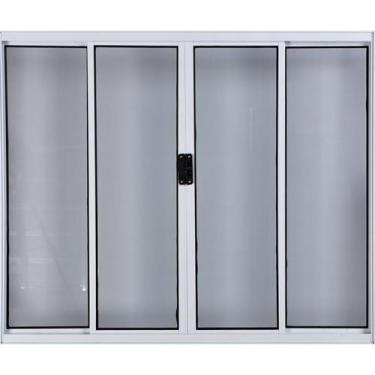 Imagem de Vitro de Alumínio 4 Folhas 1,20 X 2,00 Sem Grade Cor Branco Linha All 