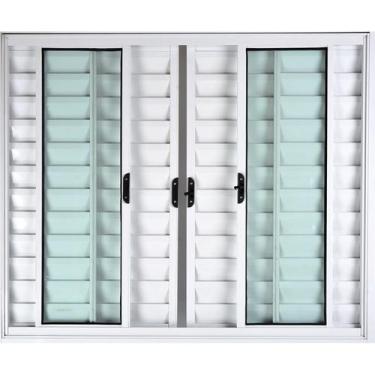 Imagem de Janela Veneziana de Alumínio 6 Folhas 1,00 X 2,00 Sem Grade Cor Branco