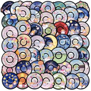 Imagem de Pacote de adesivos, disco de vinil, 50 unidades, disco LP retrô, Music