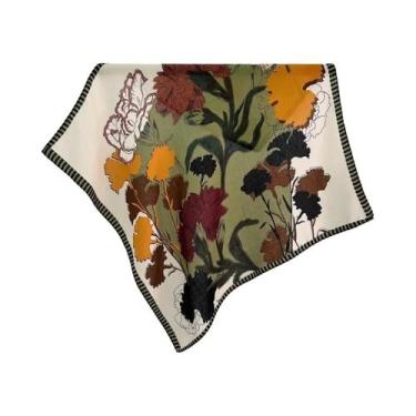 Imagem de Cachecol Floral Retro Feminino De 68cm, Estilo Pastoral Quente, Xale D