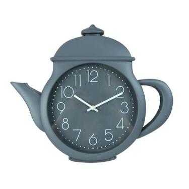 Imagem de Relógio de parede chaleira de plástico a pilha 29cm - Casita, CINZA