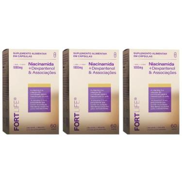 Imagem de Kit 3 Niacinamida 97% Teor + Dexpantenol + Vit B5 60 Caps - Fortlife