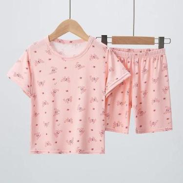 Imagem de Conjunto Infantil Dinossauro Multicolorido 2 Peças Menino Menina Manga