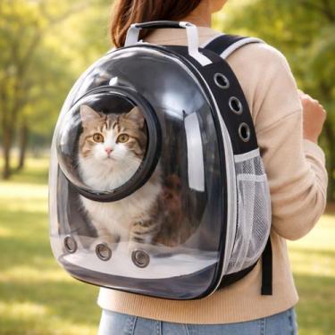 Imagem de Mochila de Transporte Pet Visor Bolha Panorâmico Lovely Vibe, preta