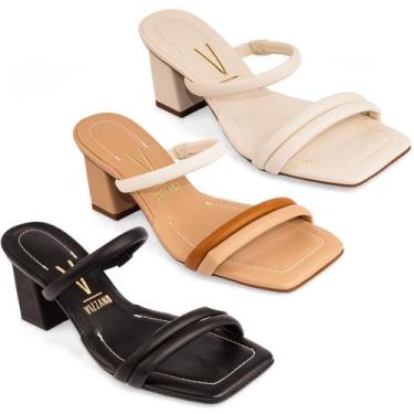 Imagem de Sandália Vizzano Salto Bloco Grosso Confortável Casual 6455, Preto, 36