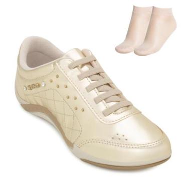 Imagem de Tênis Kolosh Casual e Meia KL25-C1296, Dourado, 37