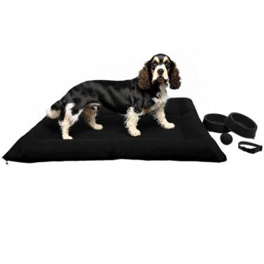Imagem de Kit Colchonete Pet Grande com Comedouro Coleira Bolinha Fofos - Supri 