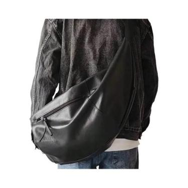Imagem de Bolsa Transversal Masculina Estilosa Em Forma De Bolinho, Grande Capac