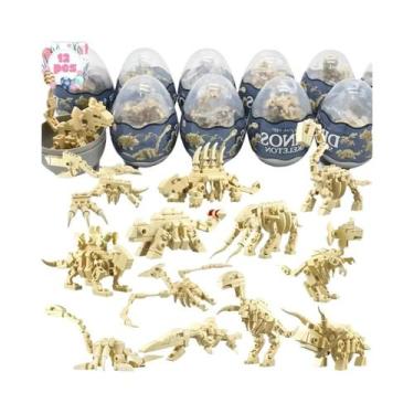 Imagem de Blocos De Montar Esqueleto De Dinossauro 12 Peças, Brinquedos De Ovos 