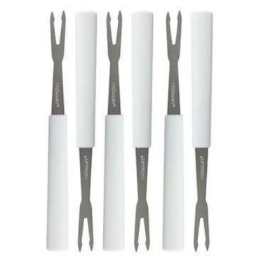 Imagem de Conjunto garfos para petisco 6 peças branco - RICAELLE - Kit com 2 uni