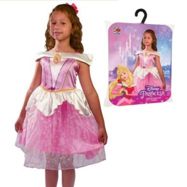 Imagem de Fantasia Infantil Aurora Vestido Princesa Bela Adormecida Luxo Clássic