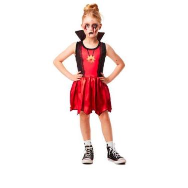 Imagem de Fantasia de Halloween Infantil Draculinha Feminina Vampira - Original,