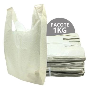 Imagem de Kit ML - Sacola Reciclada Branca Pc Com 1Kg Tamanho:45X60