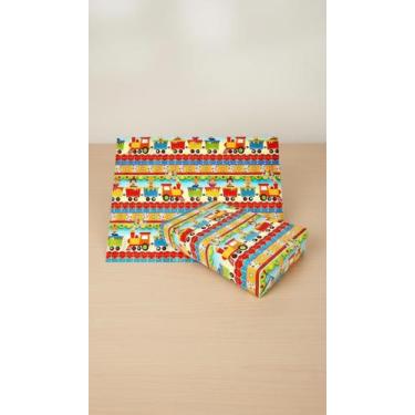 Imagem de Papel Presente Bobina Couchê 40cmx100m Infantil Trem - Congratulations
