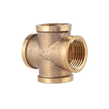 Imagem de Encaixe de tubo de latão Cruz 4 vias 1/8 1/4 3/8 1/2 BSP Rosca fêmea Conector farpado de cobre Acoplador Adaptador Acoplamento Ar Água, 1/2 "