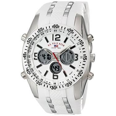 Imagem de Relógio esportivo masculino U.S. Polo Assn. US9282 prateado com pulseira de silicone branca