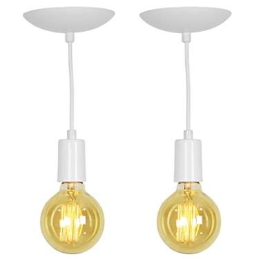 Imagem de Kit 2 Pendente Tubo Cilindro Alumínio Branco Fio 1.20m