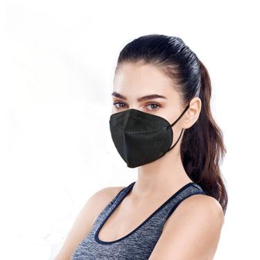 Imagem de Máscara PFF2 / N95 / KN95 adulto preta - pacote 30 unidades 5 camadas meltblow BFE 98% + feltro de coton + tnt spunbond hospitalar hipoalergenico