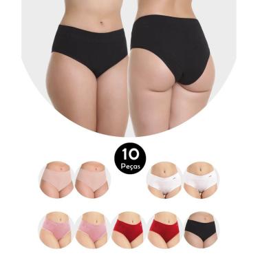 Imagem de Kit 10 Calcinha IMI Lingerie Pós Parto Algodão Gestante Maternidade Cós Alto Silvana