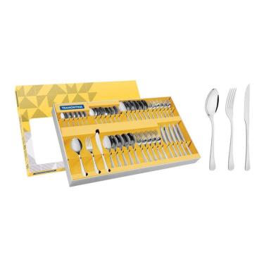 Imagem de Faqueiro Tramontina Havana em Aço Inox com Facas para Churrasco Acabamento em Brilho 42 Peças Tramontina