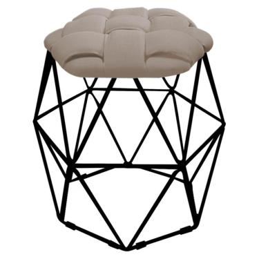 Imagem de Kit 02 Puff Banqueta Luna Nó Preto Corino Bege