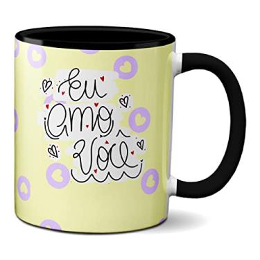 Imagem de Caneca Flork Meme Namorados Apaixonados Flores Eu Amo Você (Preta)