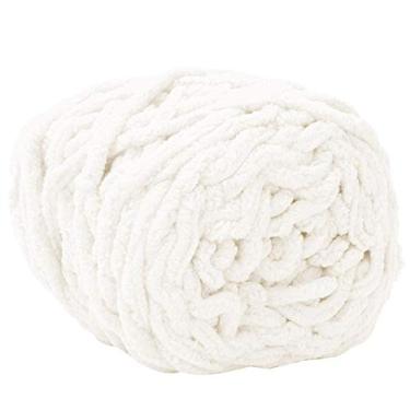 Imagem de Fio de tira de gelo grosso único, linha de chinelo de tricô de agulha com crochê para tecelagem de lenços cobertor de tecido (branco)