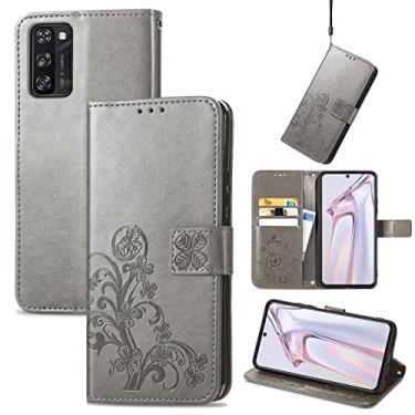 Imagem de HONGYAN Capa de telefone Para Blackview A100 Four-Leaf Clasp Embossed Buckle Capa de Couro Proteção de Telefone Celular com Corda e Função Do Slot & Cartão & Carteira@#@ Capa protetora