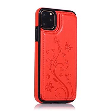 Imagem de Capa de couro de luxo para iPhone 14 12 13 Mini 11 Pro XR XS Max 6 6s 7 8 Plus 5 5s SE 2020 2022 Slots de cartão de carteira Telefone tampa flip, vermelho, para iPhone 12 Mini 5.4 polegadas