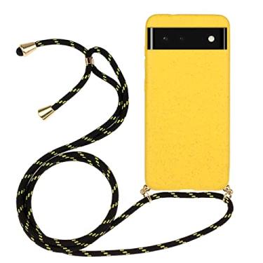 Imagem de YUNCHAO Caixa de telefone Para o Google Pixel 6 Pro Material de palha de trigo + estojo de proteção de TPU com cordão capa para celular