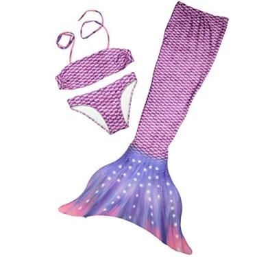 Imagem de Cauda de Sereia Infantil e Adulto Com Monofin Com Biquini e Proteção UVA Sirenita P 7-10