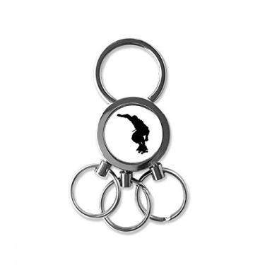 Imagem de Chaveiro de metal de aço inoxidável para jogador de patinação esportivo saltando com clipe para presente, Multicor