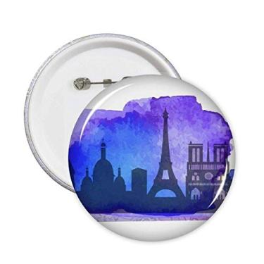 Imagem de França Paris Torre Eiffel Azul Alfinetes Aquarela Emblema Emblema Acessório Decoração 5 peças