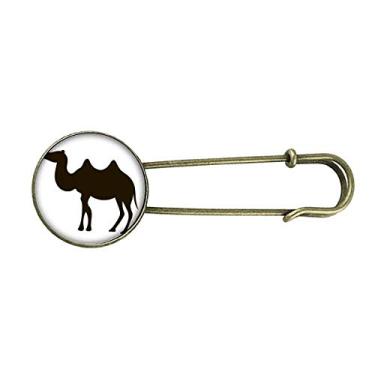 Imagem de Broche de metal retrô preto camelo bonito retrato de animal