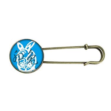 Imagem de Ano Novo de Coelhos Animal China Zodíaco Retro Metal Broche Broche Broche Clipe Joias
