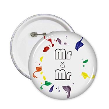 Imagem de Emblema de botão de decoração LGBT com bandeira do arco-íris Sr. e Sr. Pins 5 peças