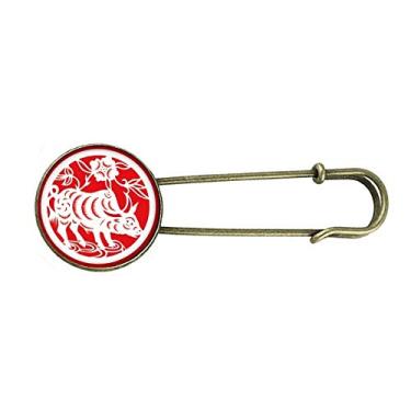 Imagem de Broche de metal retrô com corte de papel animal China zodíaco arte do zodíaco broche de pino joias