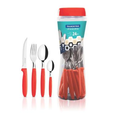 Imagem de Conjunto Talheres Ipanema Inox 24 peças Vermelho - Tramontina