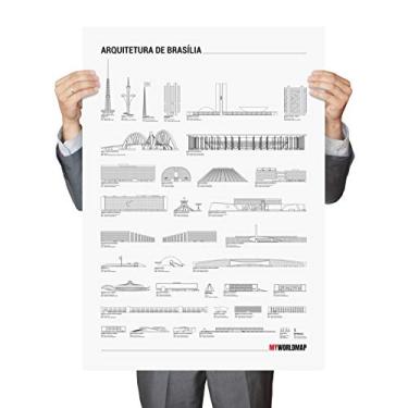 Imagem de PÔSTER ARQUITETURA DE BRASÍLIA - LISTA COM ARRANHA-CÉUS, ESTRUTURAS, PRÉDIOS PÚBLICOS E PONTOS TURÍSTICOS POR ORDEM DE TAMANHO - A2 60X42
