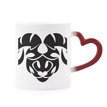 Imagem de Caneca sensível ao calor com símbolo do zodíaco de Áries da Constelação Copo de grés que muda de cor vermelha