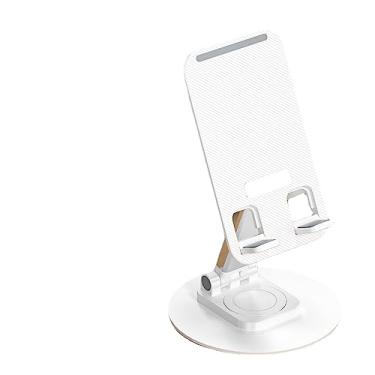 Imagem de Suporte de Mesa para iPhone em Liga de Alumínio com Rotação de 360 Graus e Suporte de Tablet Metálico - Suporte de Celular em Alumínio com Rotação de 360 Graus (Suporte Giratório de Disco - Branco Leite)